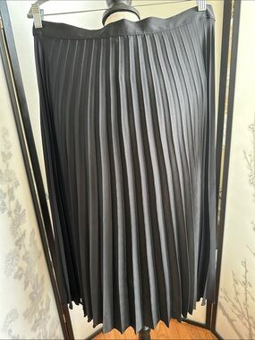 Zara Black Pleated Midi Skirt